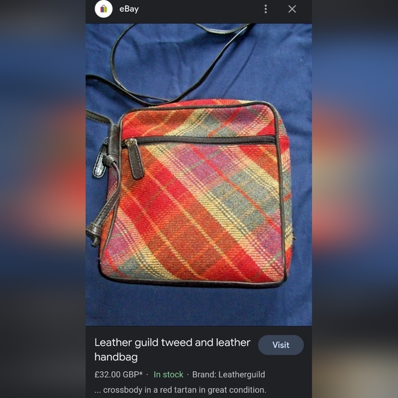BNWOT RRP £50 genuine leather & tartan tweed crossbody bag satchel never used - Picture 4 of 14